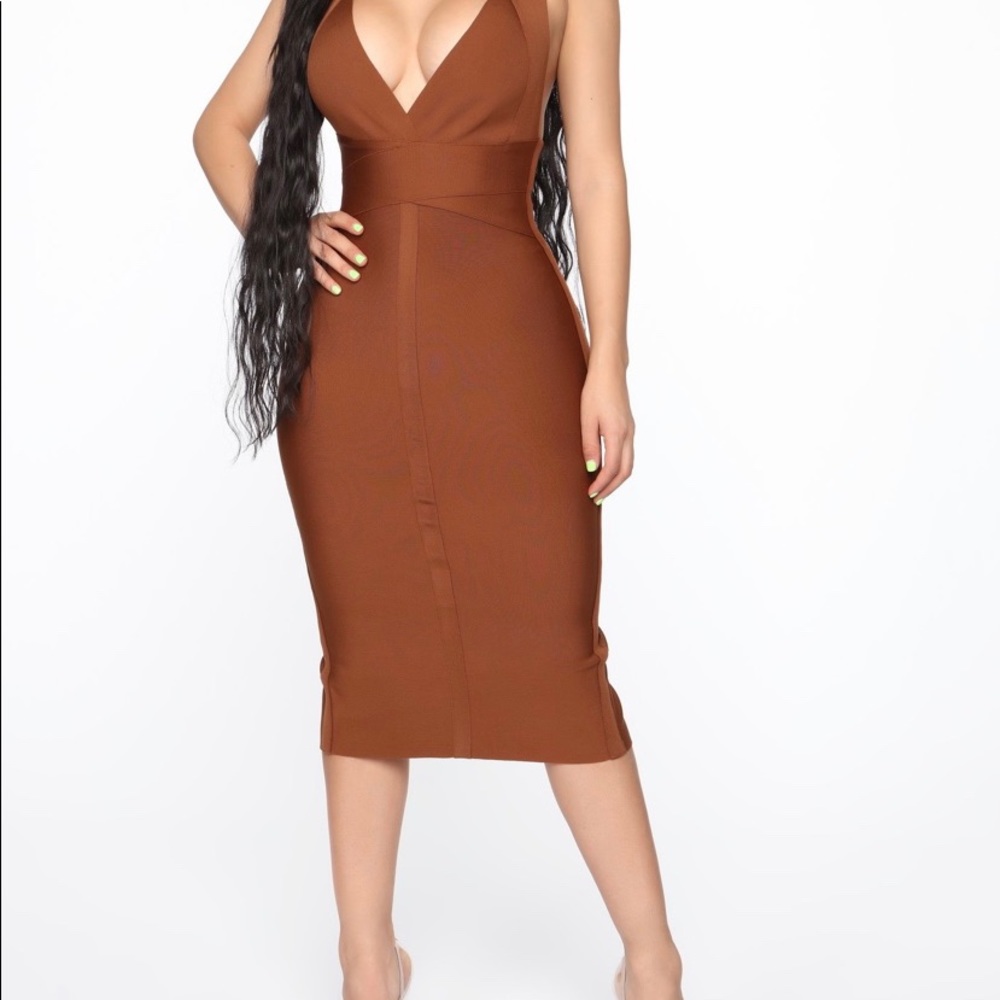 Cocktail Ready Bandage Mini Dress - Brown